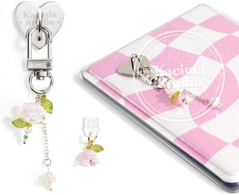 Kaciola Charm Chains for Kindle, Cute E-reader Phone Charm Bracelets Accessories Gift for Reader Booklovers Women Men, Charms Compatible for Kindle/E-Reader/Phone (B01-B07) - Image 1